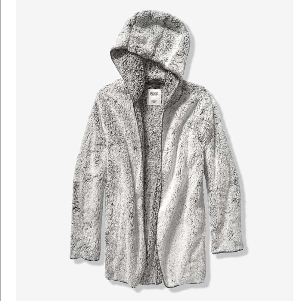 Victoria secret pink Sherpa hoodie cardigan xs/s